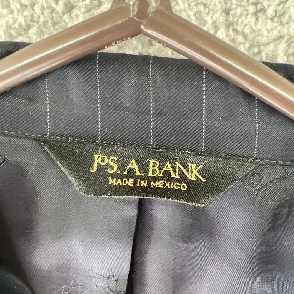 Jos. A. Bank Signature Gold Mens Blazer Black Striped Suit Jacket Sport Coat 43R